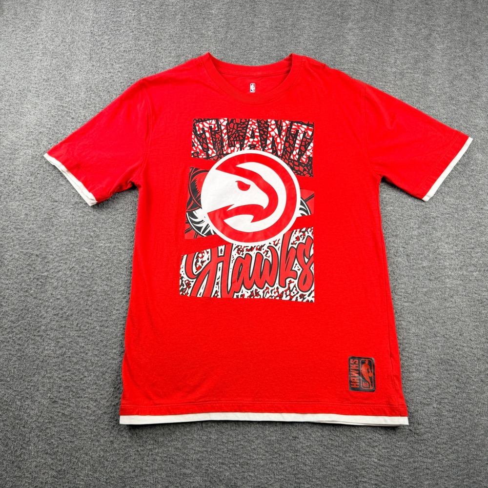 Atlanta Hawks NBA Graphic T-Shirt Red Men's XL 18/20 Double‎ Layer Hem Cotton